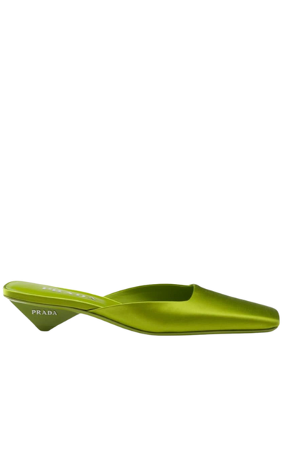 Green Satin Mules Loafers