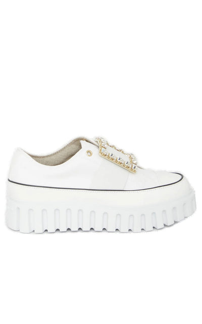 Viv' Go-Thick Buckle White Platform Sneakers