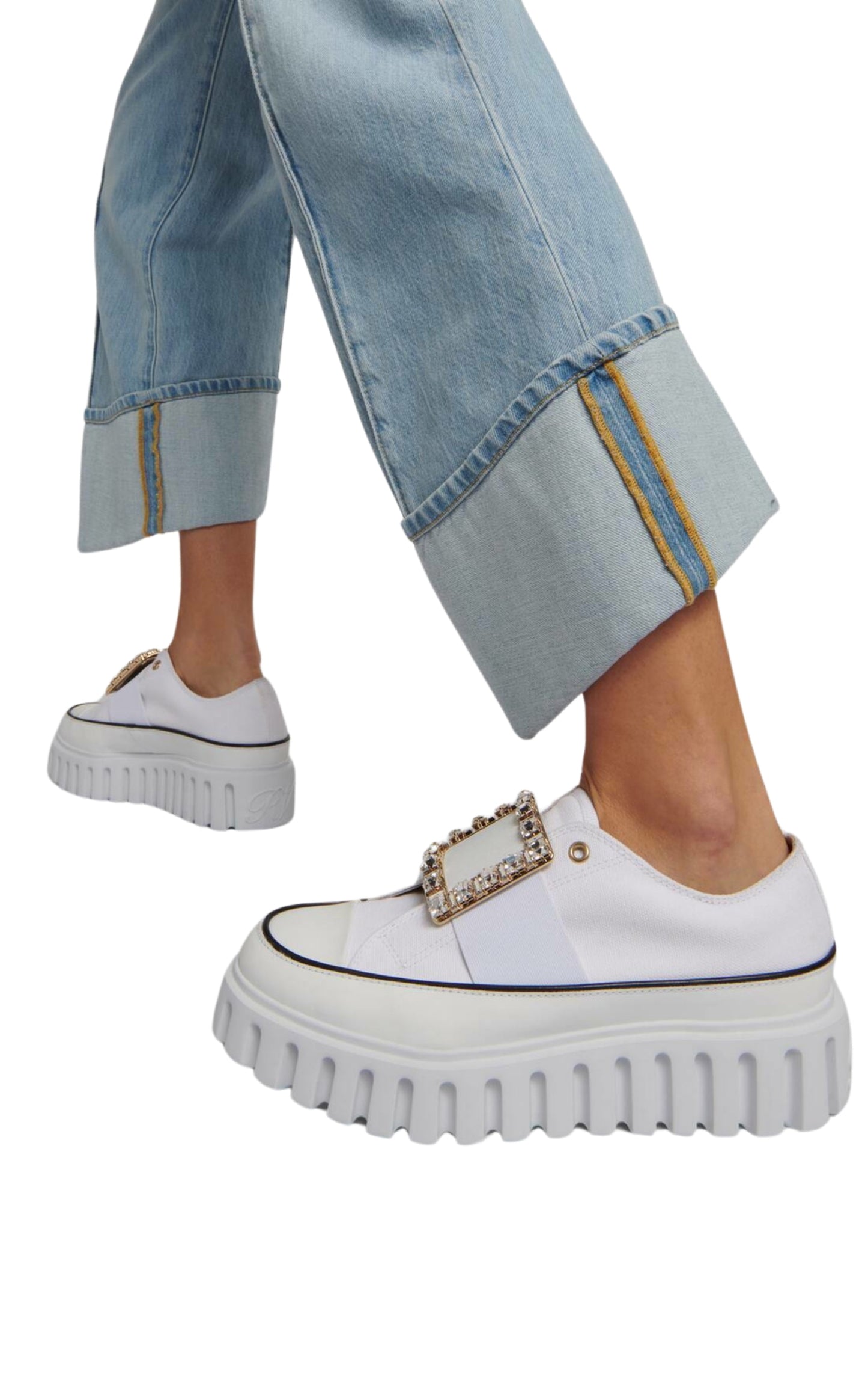 Viv' Go-Thick Buckle White Platform Sneakers