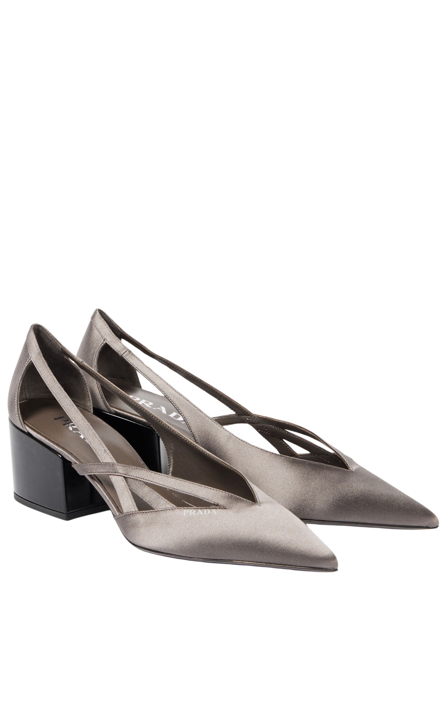 Pointy 55 Cutout Satin Pumps