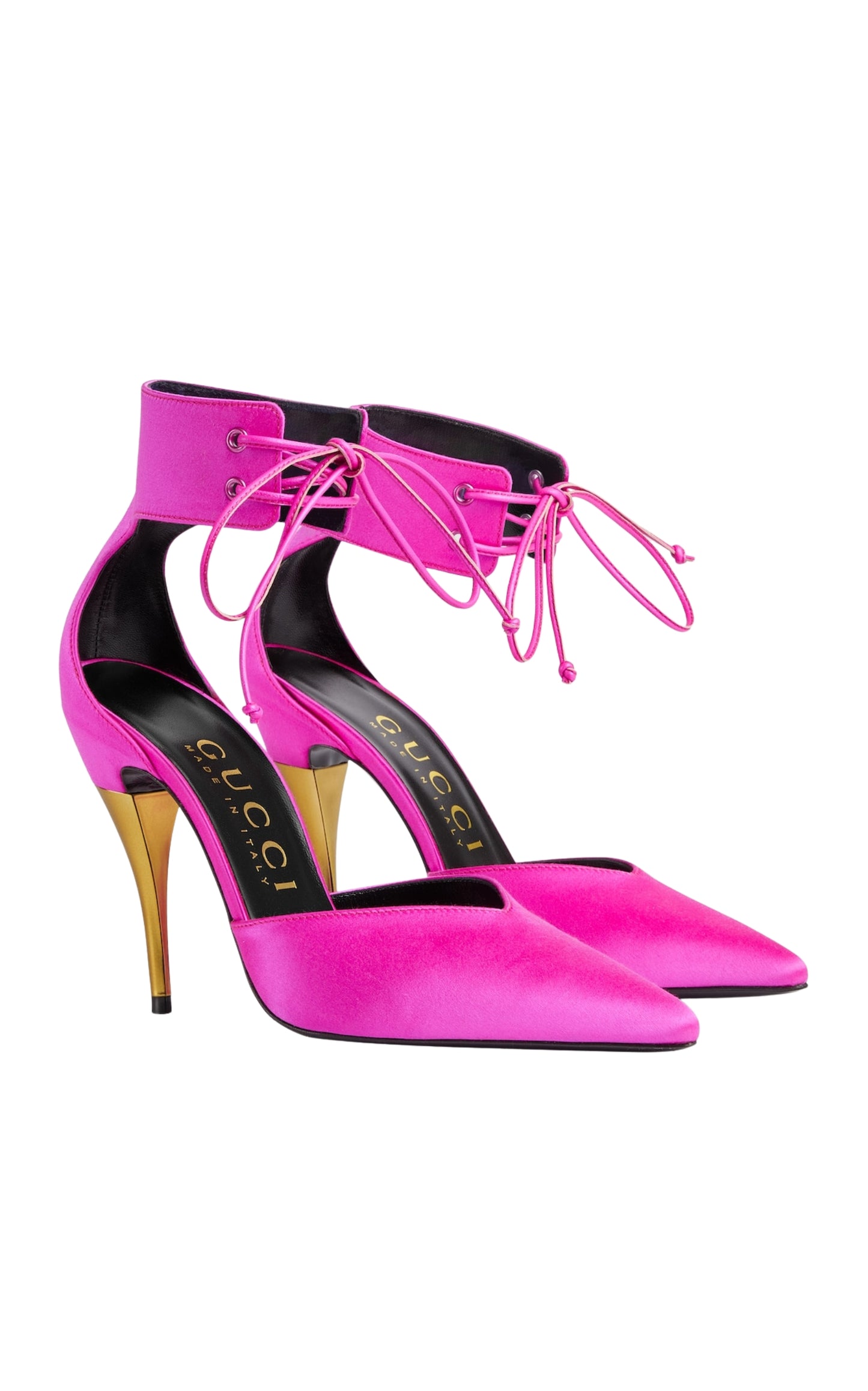 Lace-up Pink Satin Pump