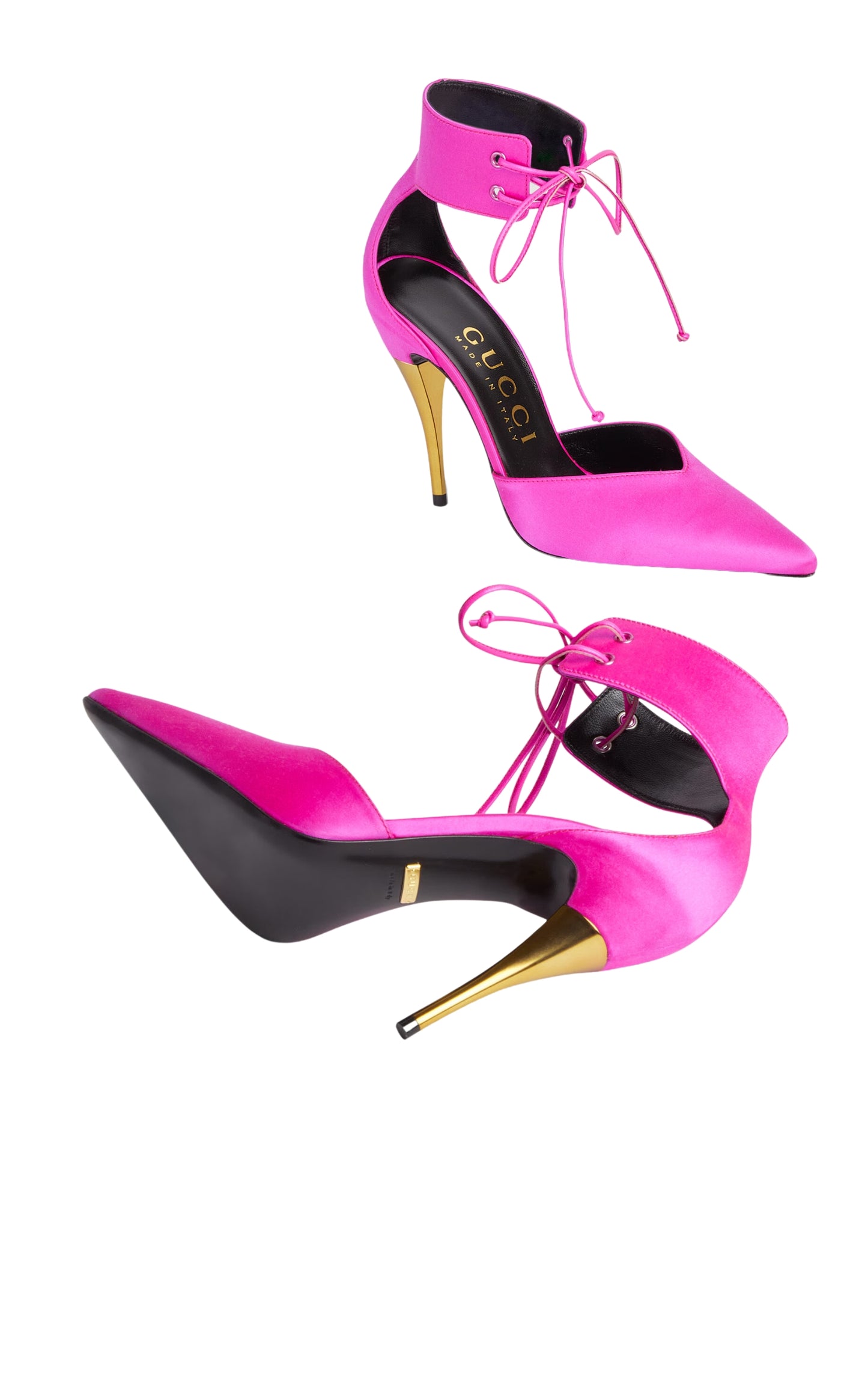 Lace-up Pink Satin Pump