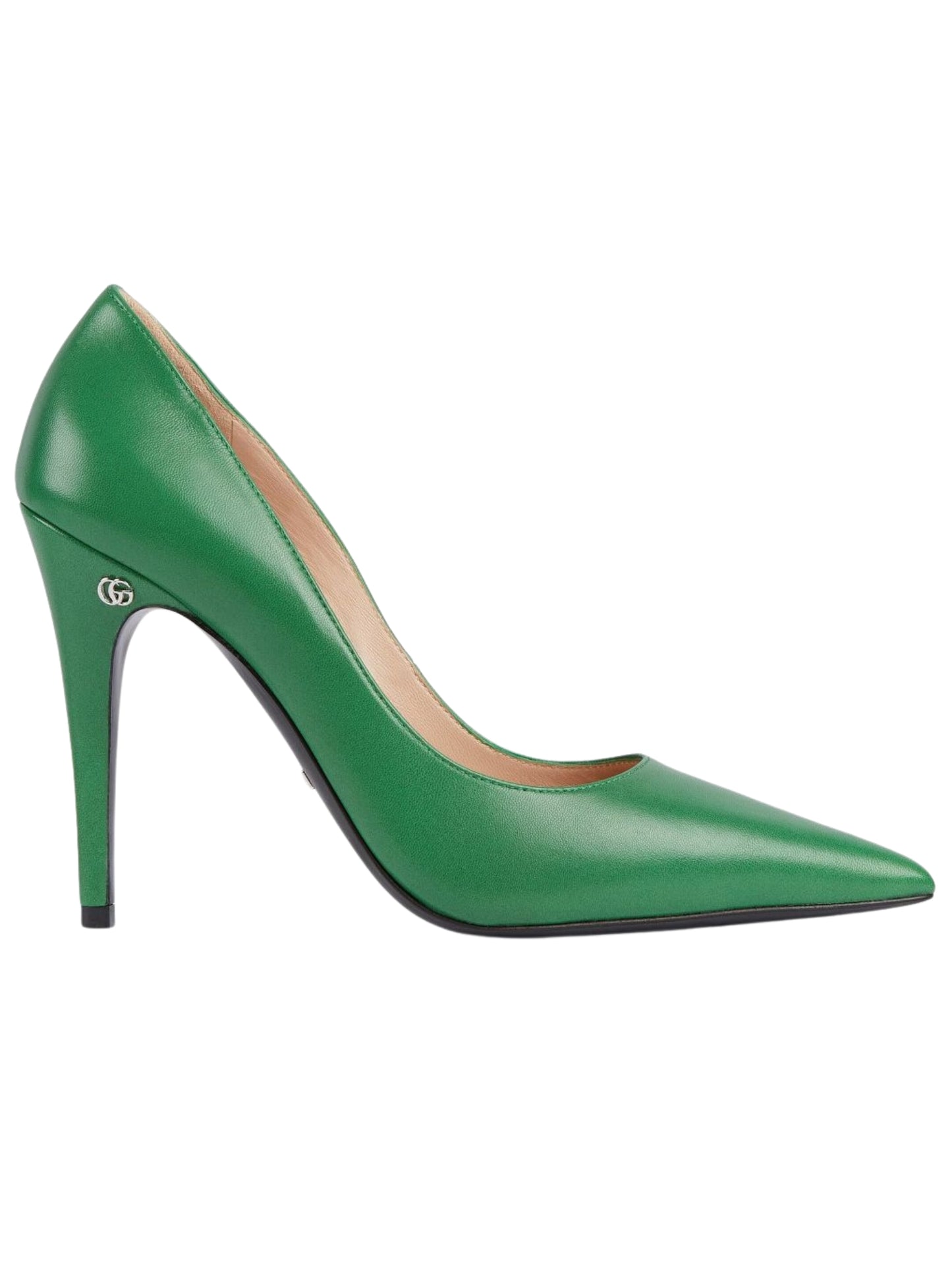 Pointed-toe 105mm Green Leather Pumps