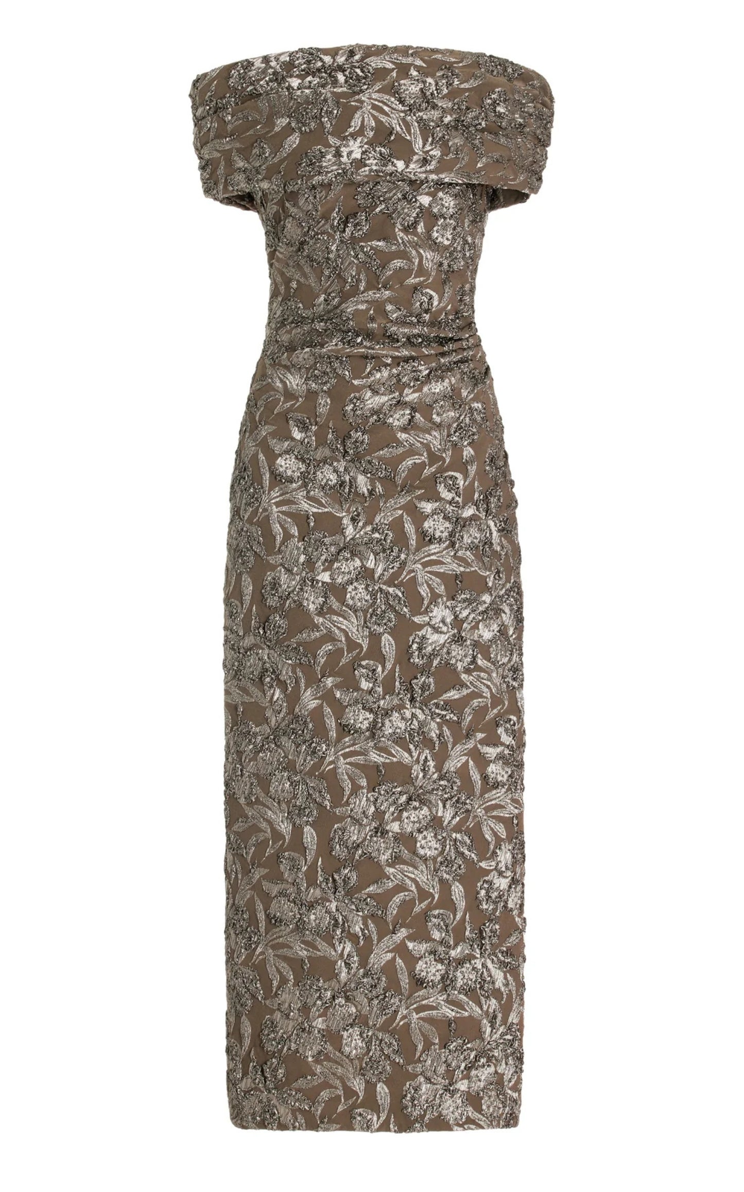 Floral Metallic Jacquard Midi Dress