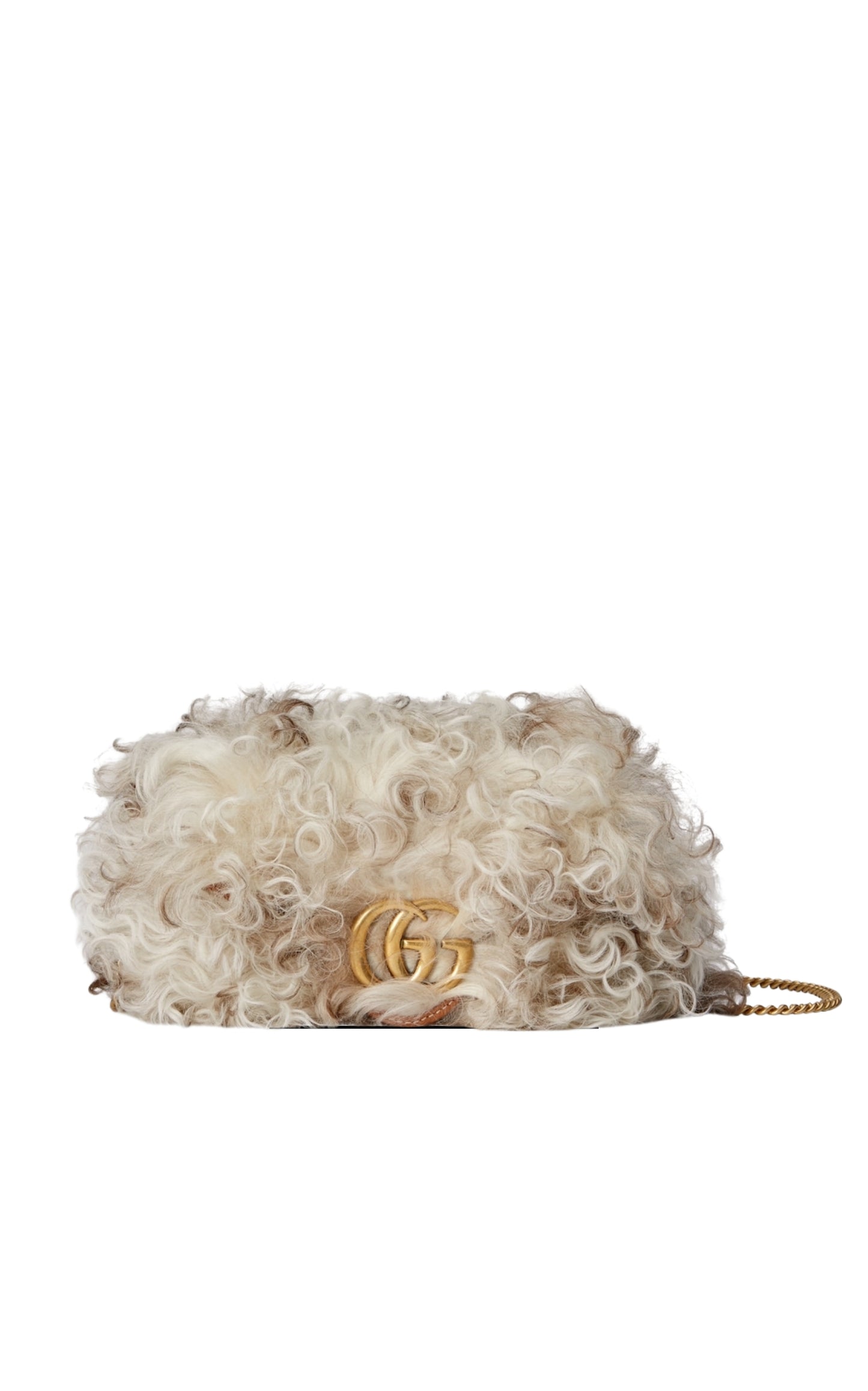 Marmont Super Mini Shearling Bag in White