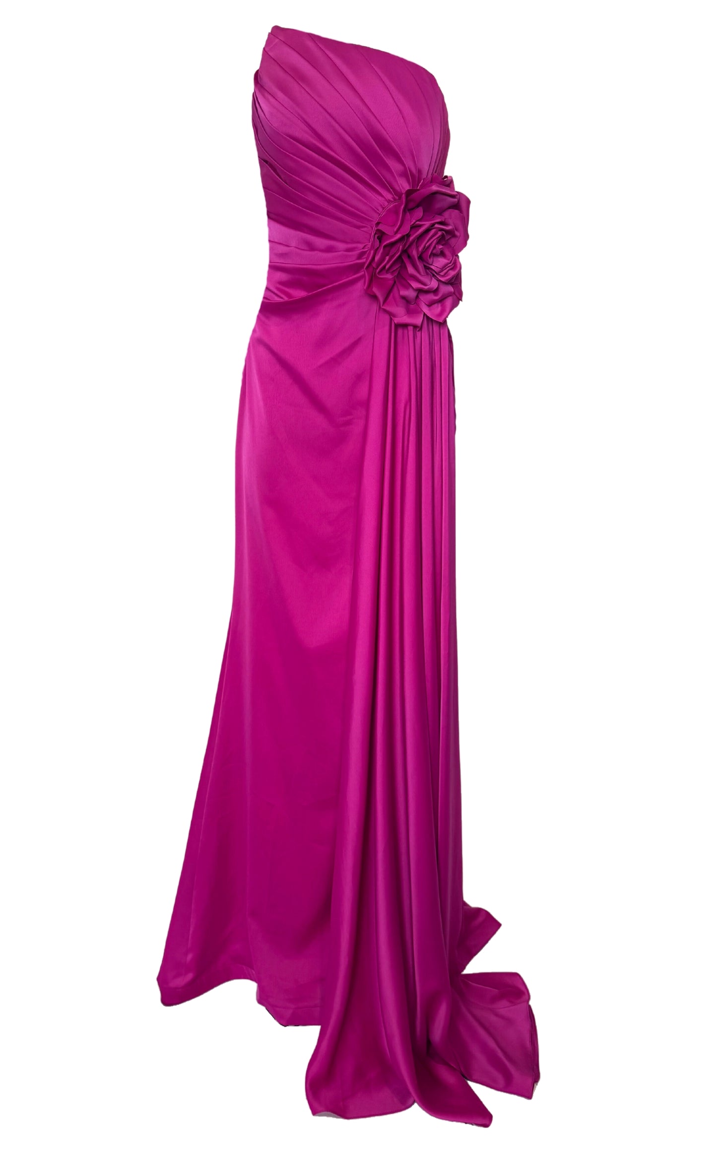 Strapless Asymmetric Fuchsia Prom Dress