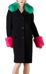 Women's Cashmere Wool Coat with Shearling-collar