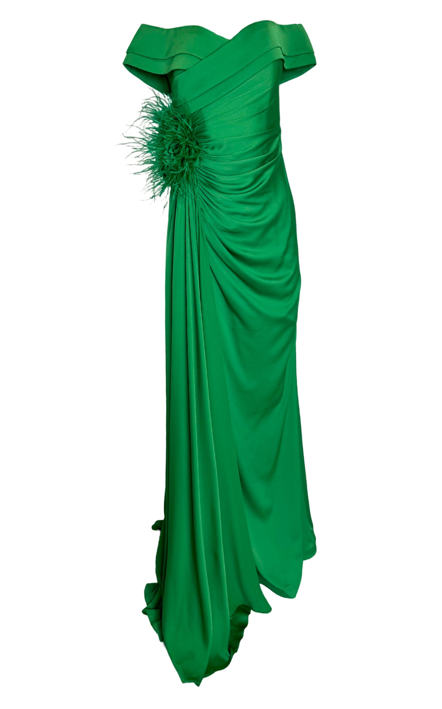 Off Shoulder Boat Neck Green Cocktail Prom Dress