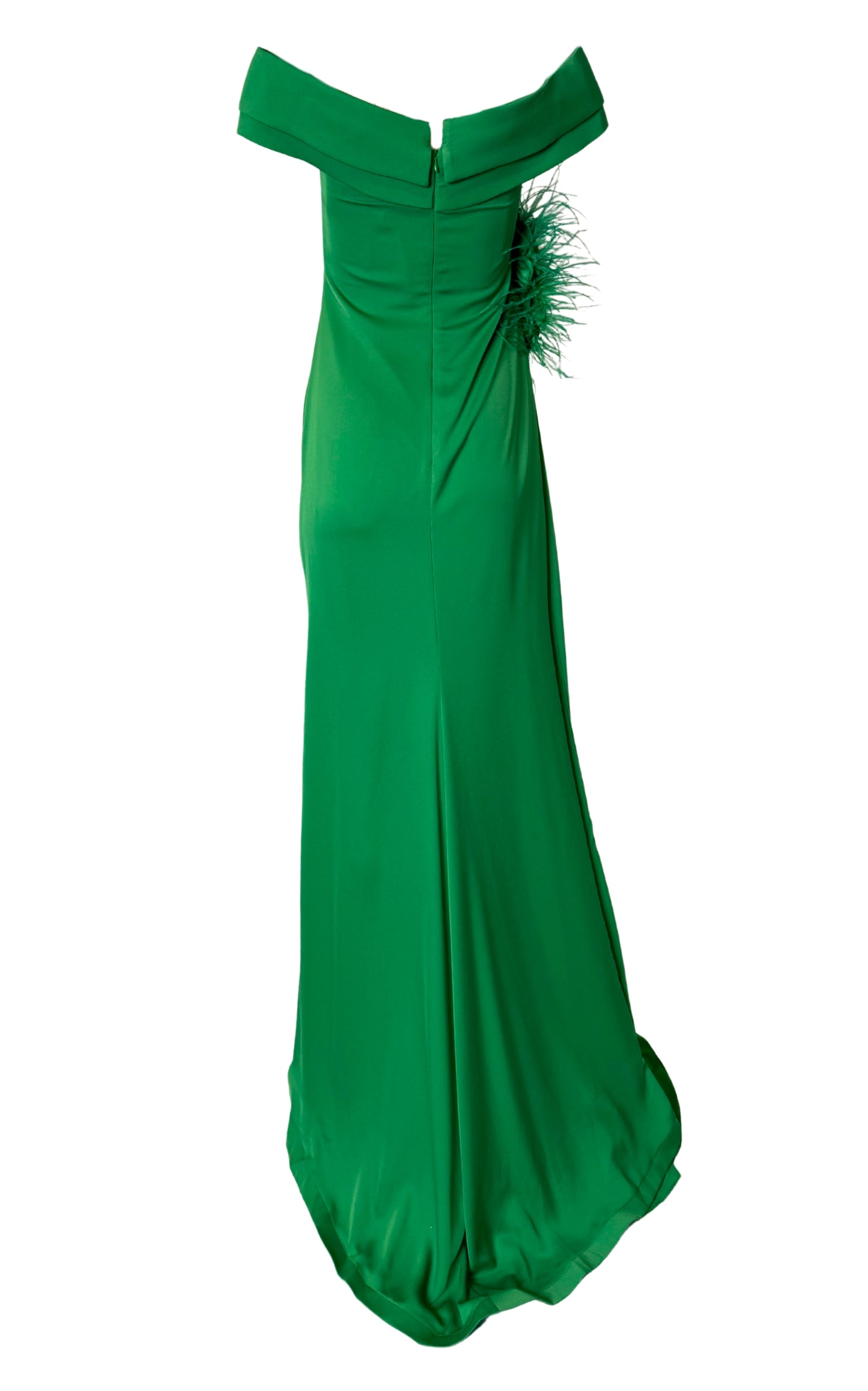 Off Shoulder Boat Neck Green Cocktail Prom Dress