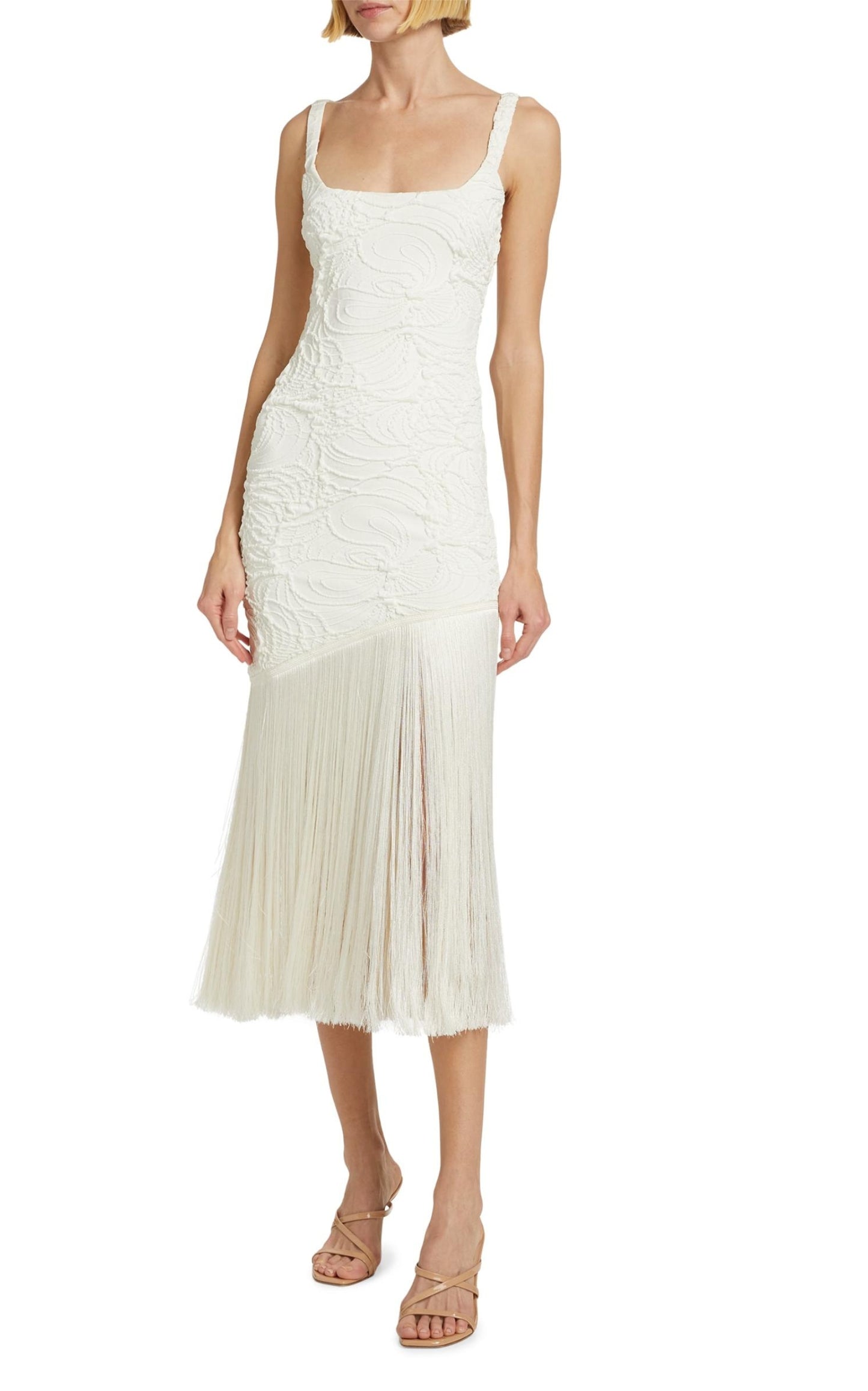 Jacquard Fringe Midi-Dress