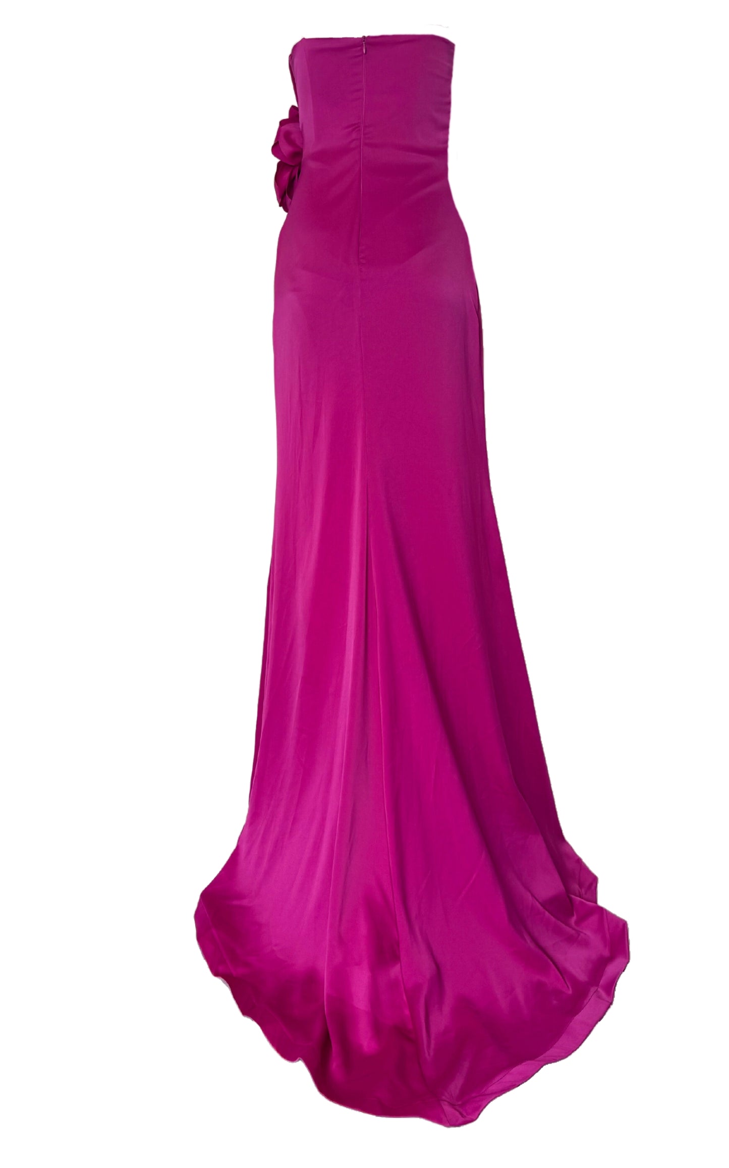 Strapless Asymmetric Fuchsia Prom Dress