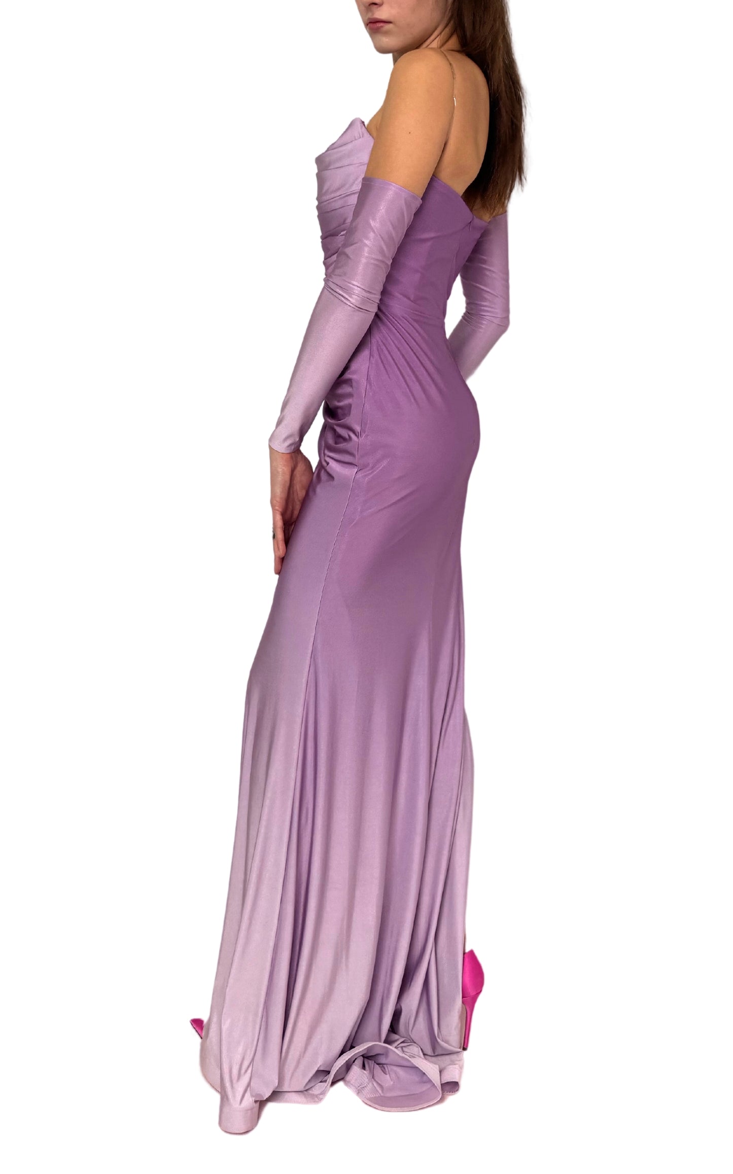 Rhinestone Embellished Purple Ombre Gown