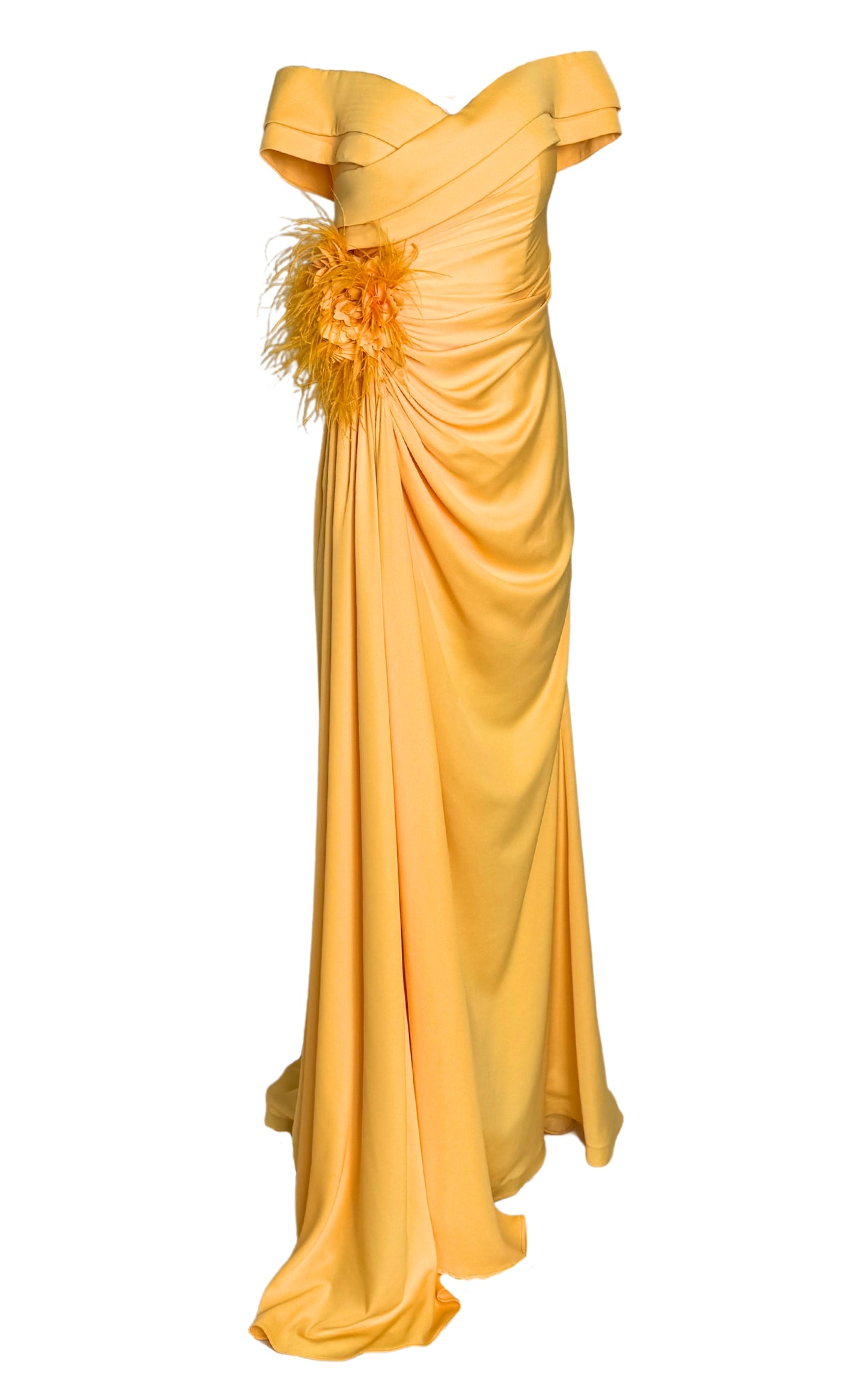 Off Shoulder Boat Neck Yellow Cocktail Prom Dress