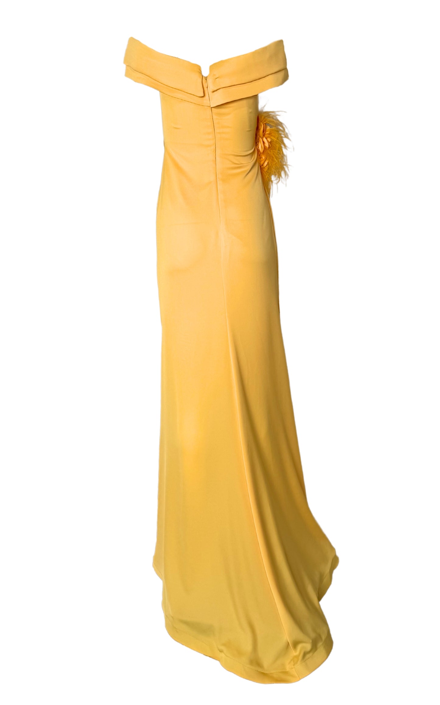 Off Shoulder Boat Neck Yellow Cocktail Prom Dress