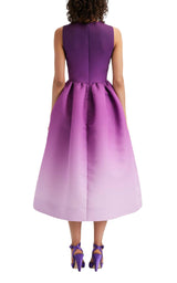 Purple Ombre Faille Midi Dress