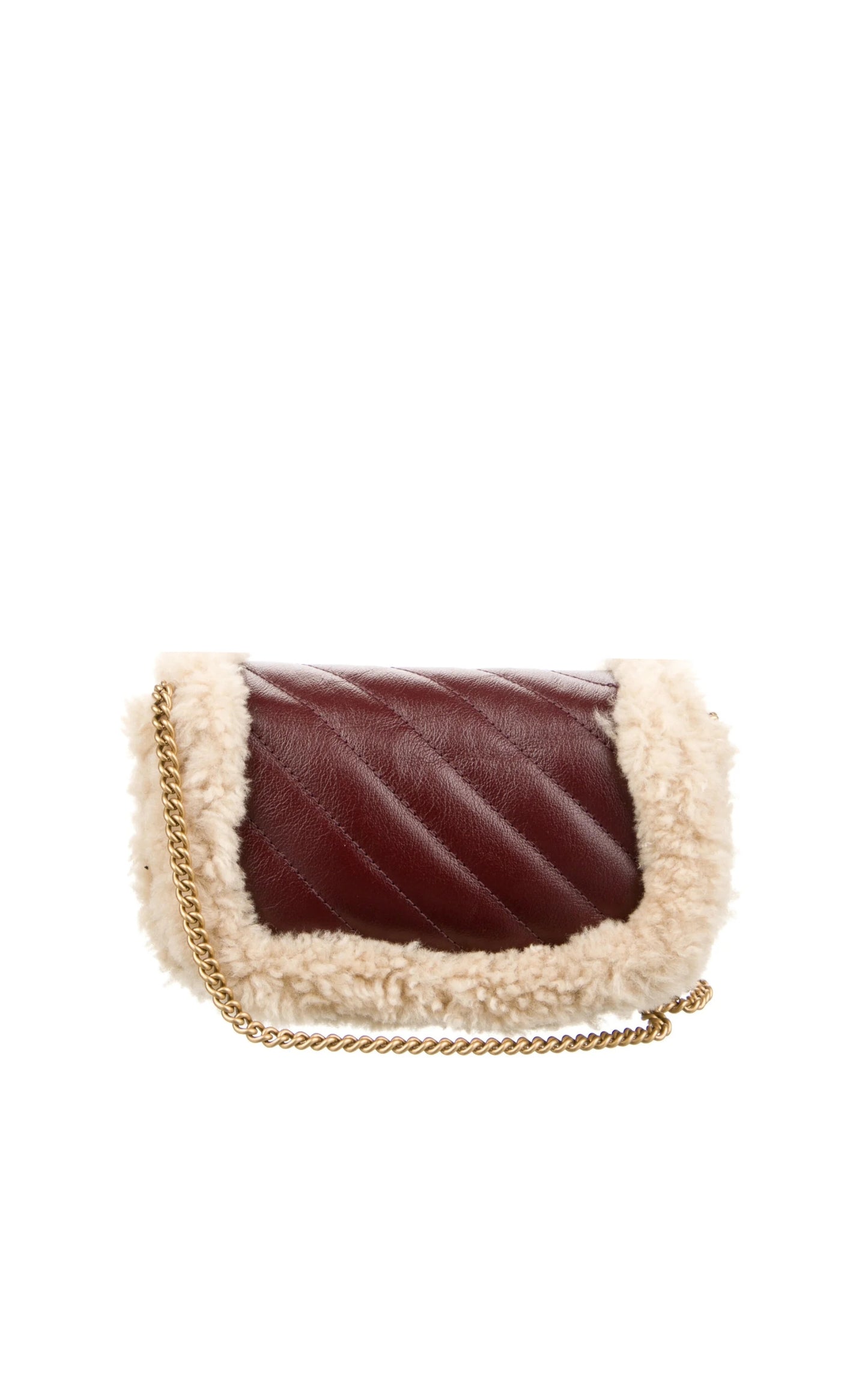 Shearling Trim Super Mini GG Marmont Shoulder Bag