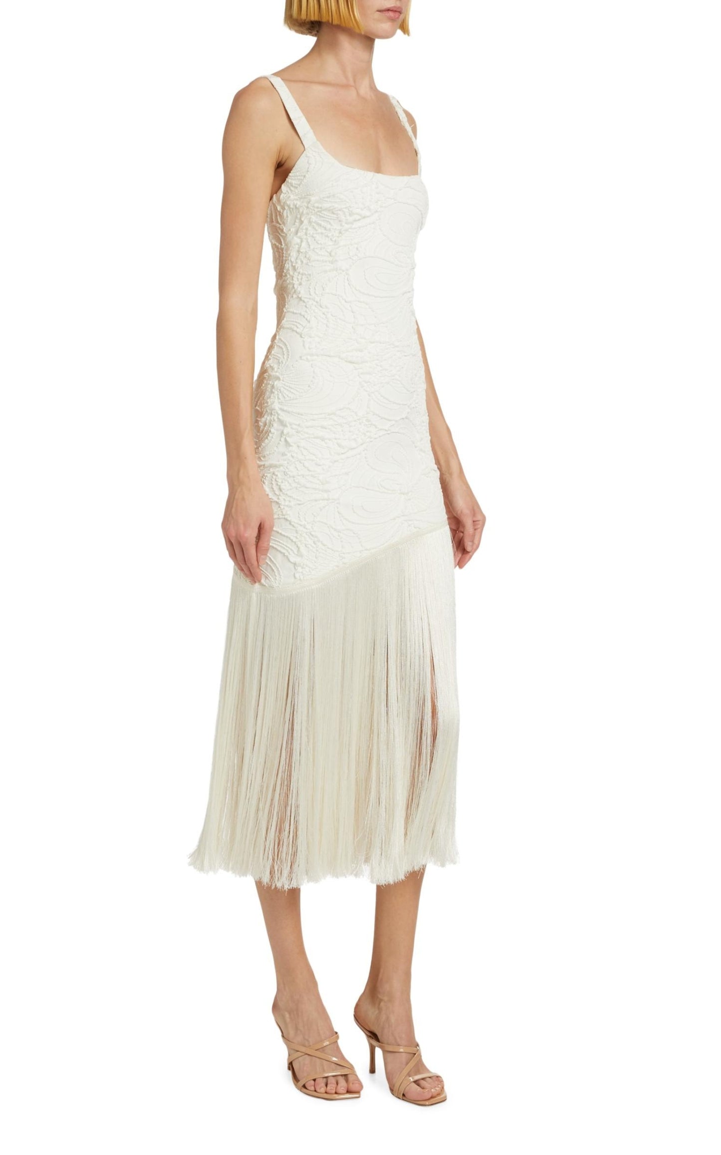 Jacquard Fringe Midi-Dress