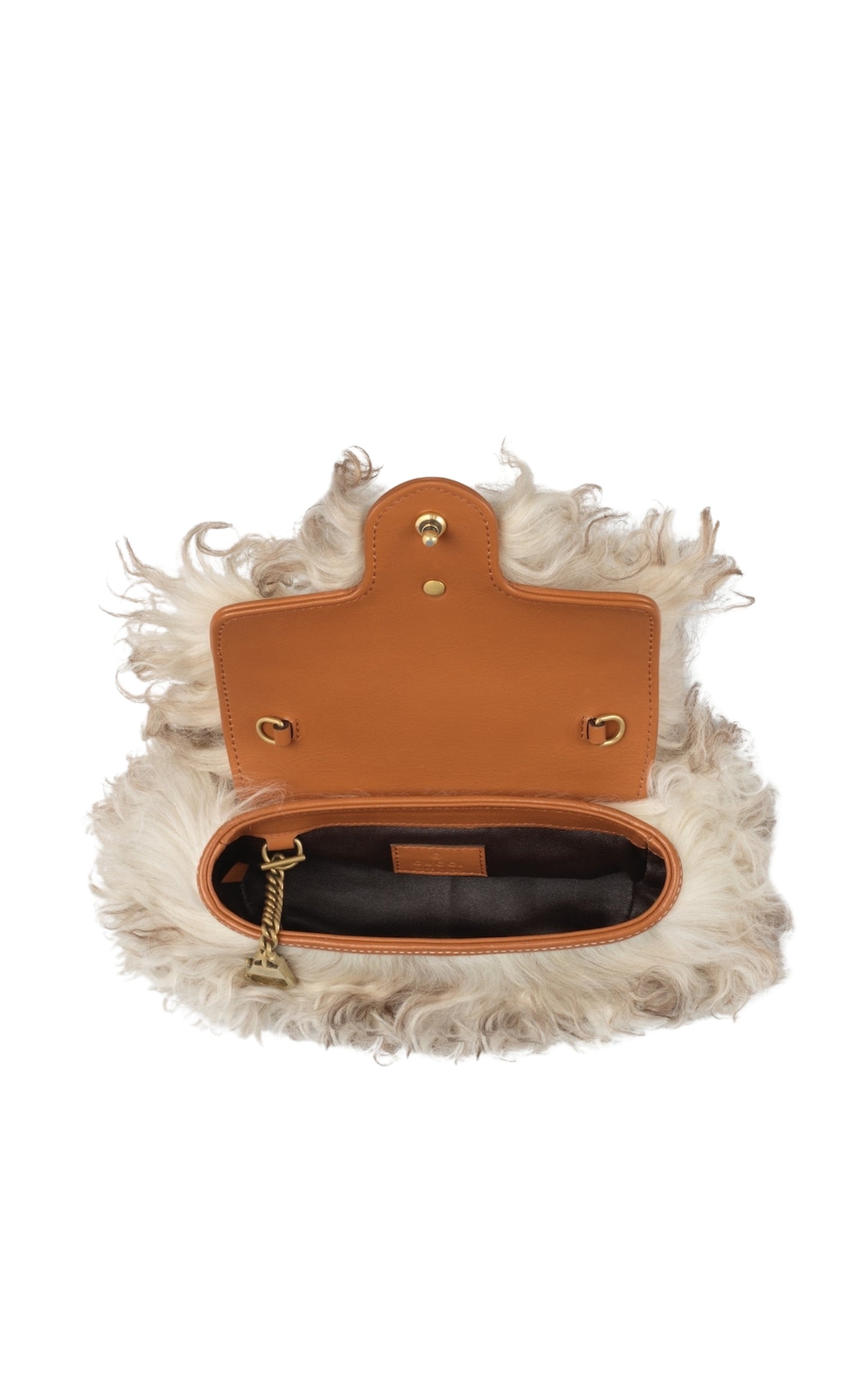 Marmont Super Mini Shearling Bag in White