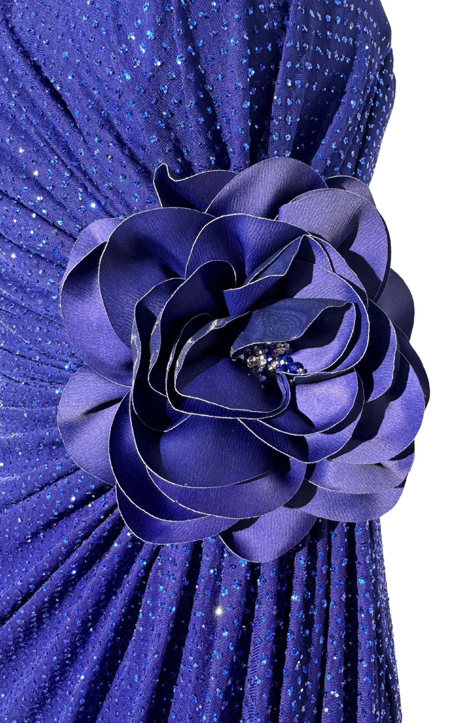 Strapless Asymmetric Blue Crystal Embellished Prom Dress