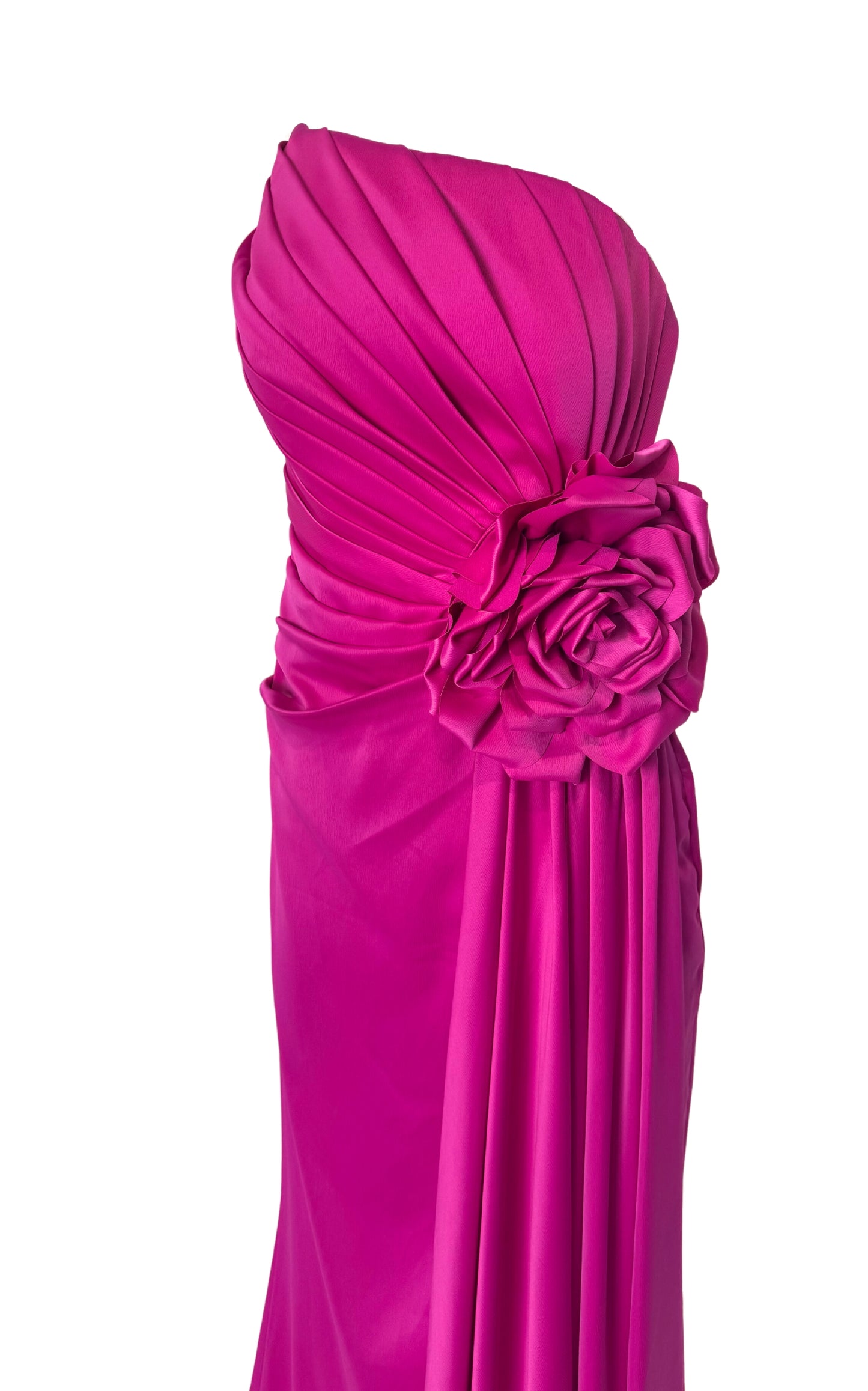 Strapless Asymmetric Fuchsia Prom Dress