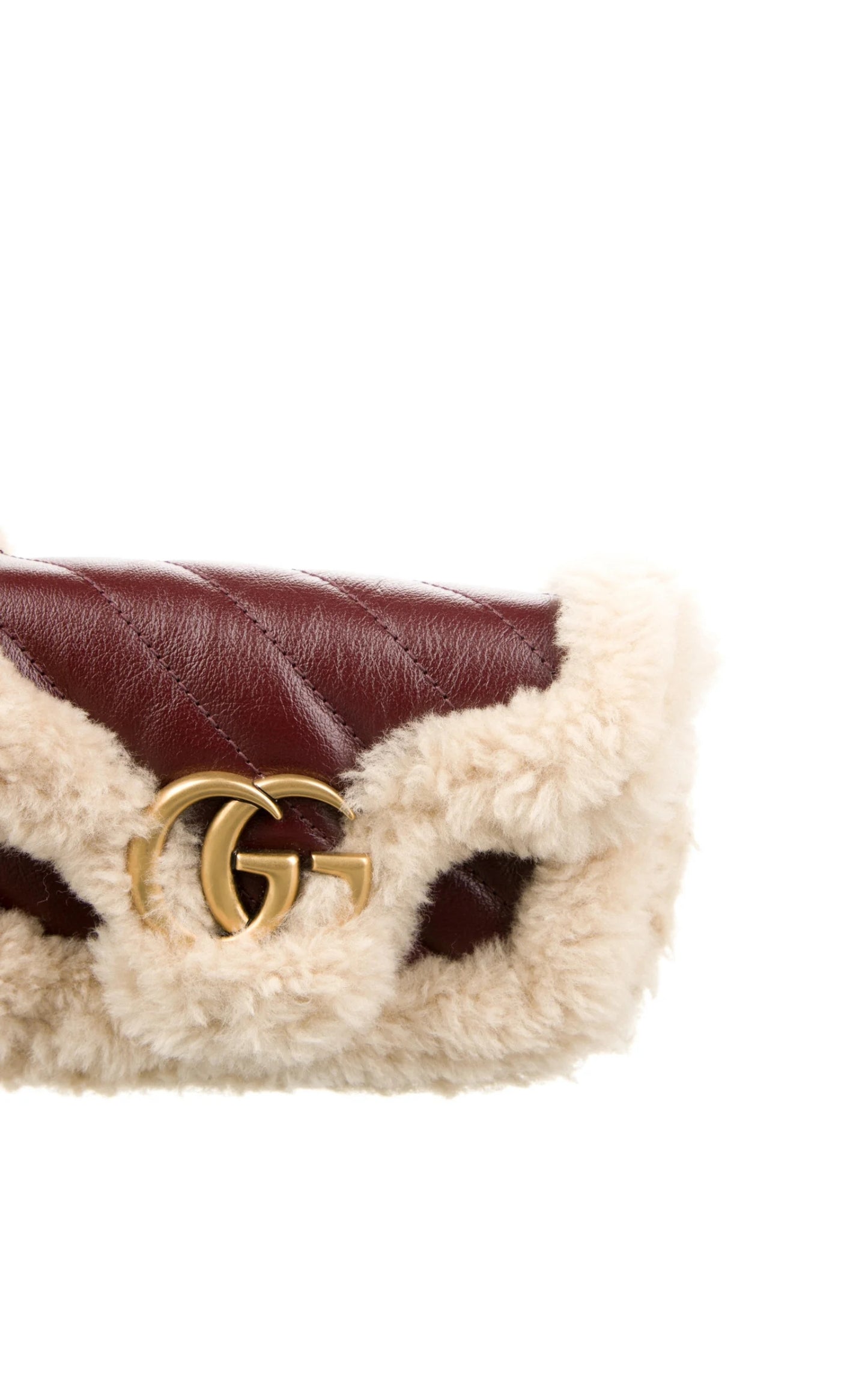 Shearling Trim Super Mini GG Marmont Shoulder Bag