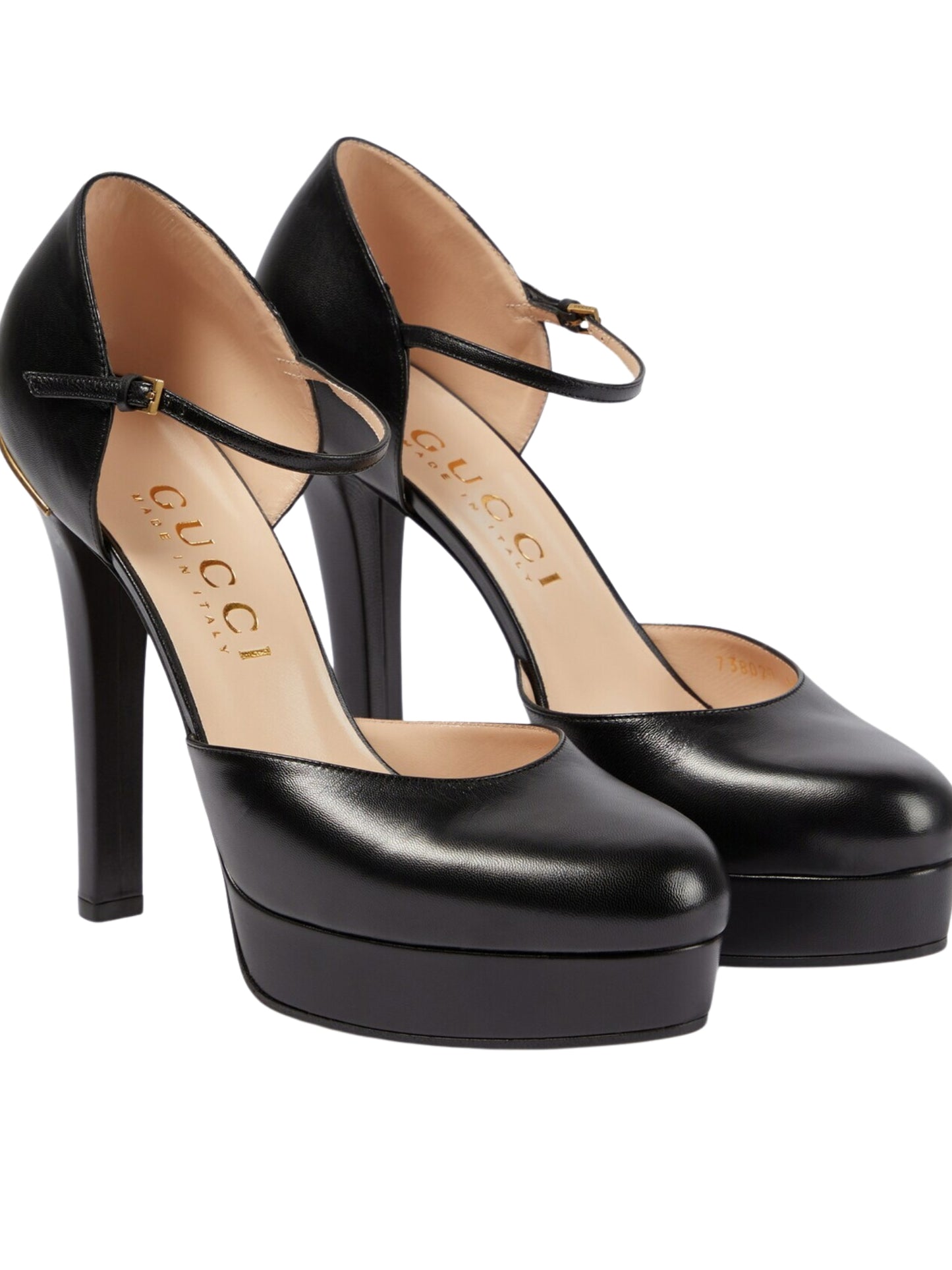 Black Leather Buckle Pumps