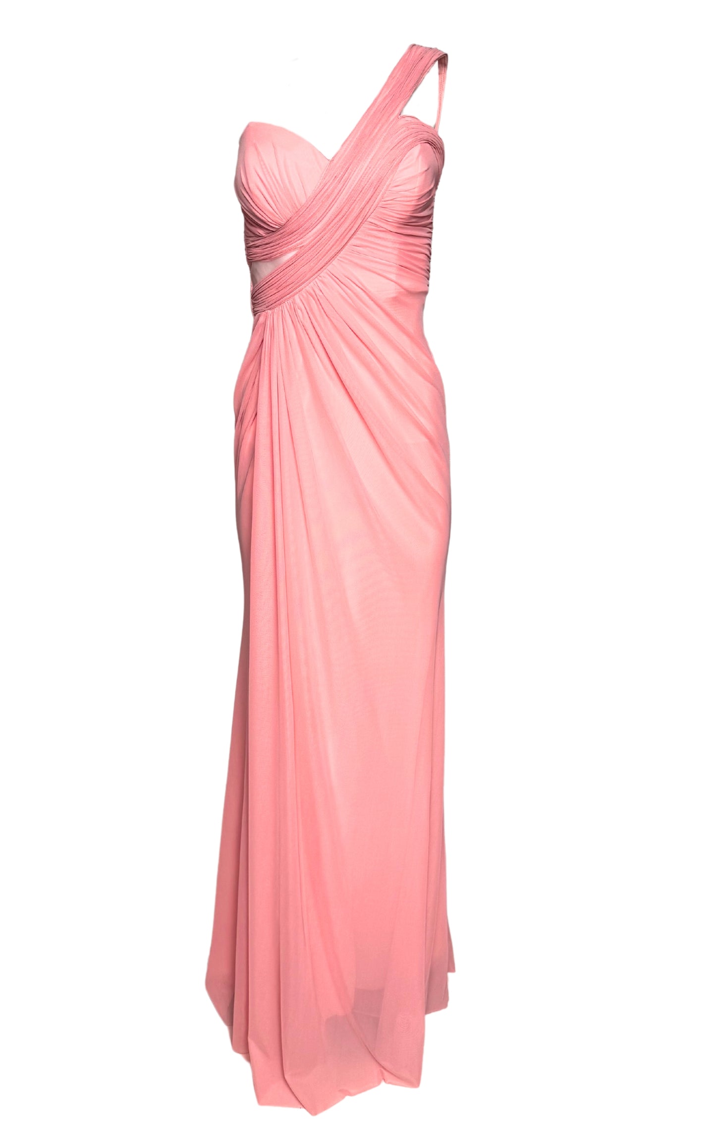 Gilded Waves One-Shoulder Pink Party Cocktail Dress