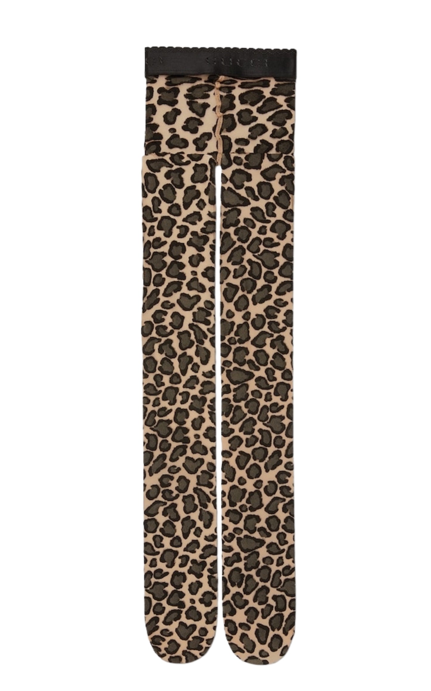 Stretch Knit Leopard Print Tights In Beige