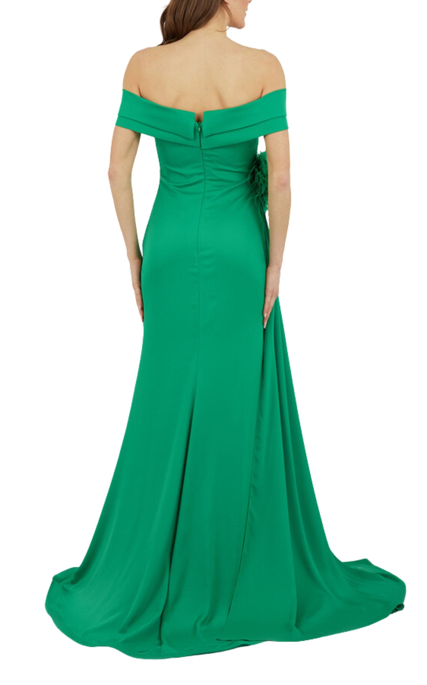 Off Shoulder Boat Neck Green Cocktail Prom Dress