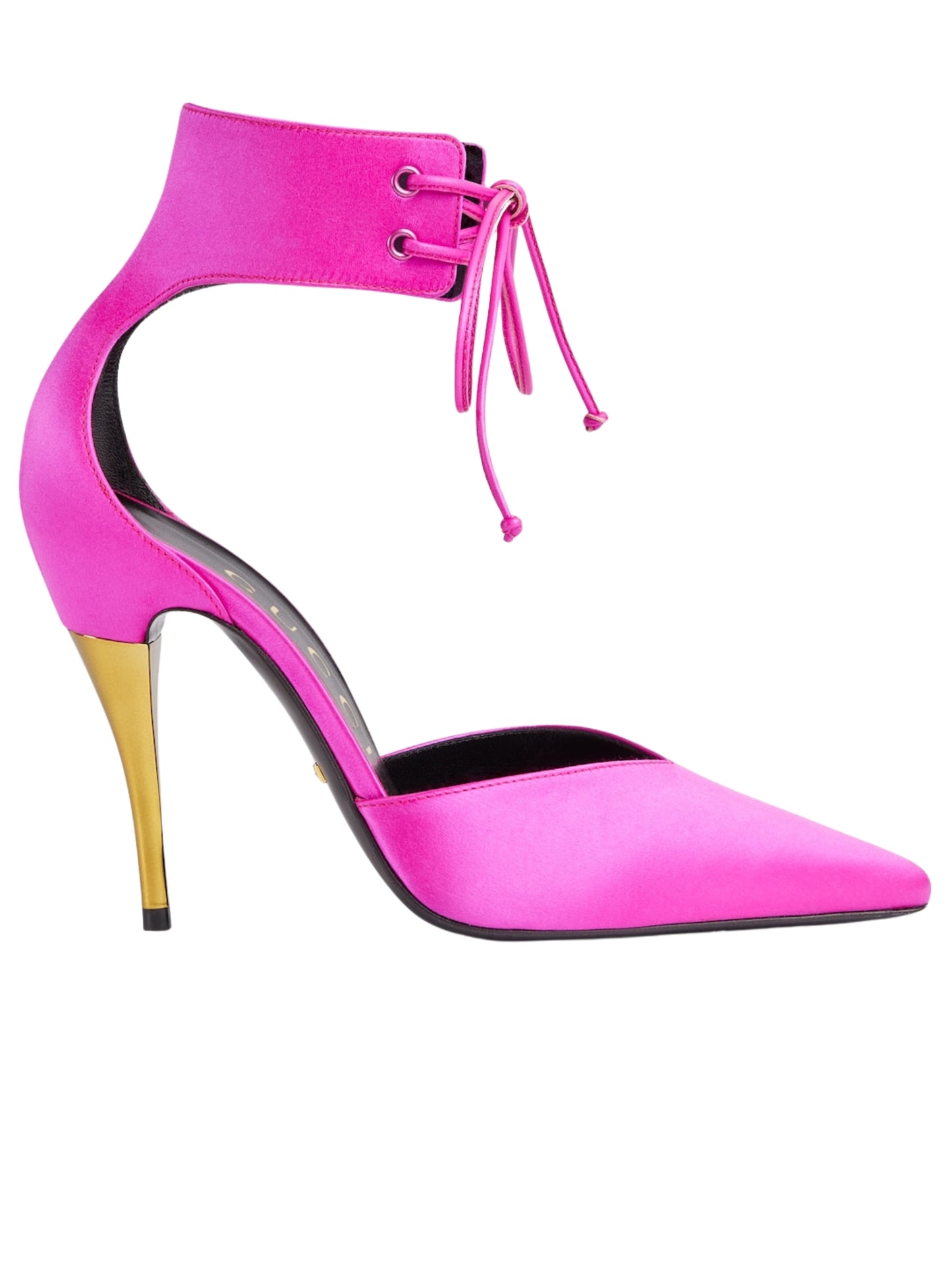 Lace-up Pink Satin Pump