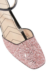 Pink Glitter Slingback Double G Pumps 55mm