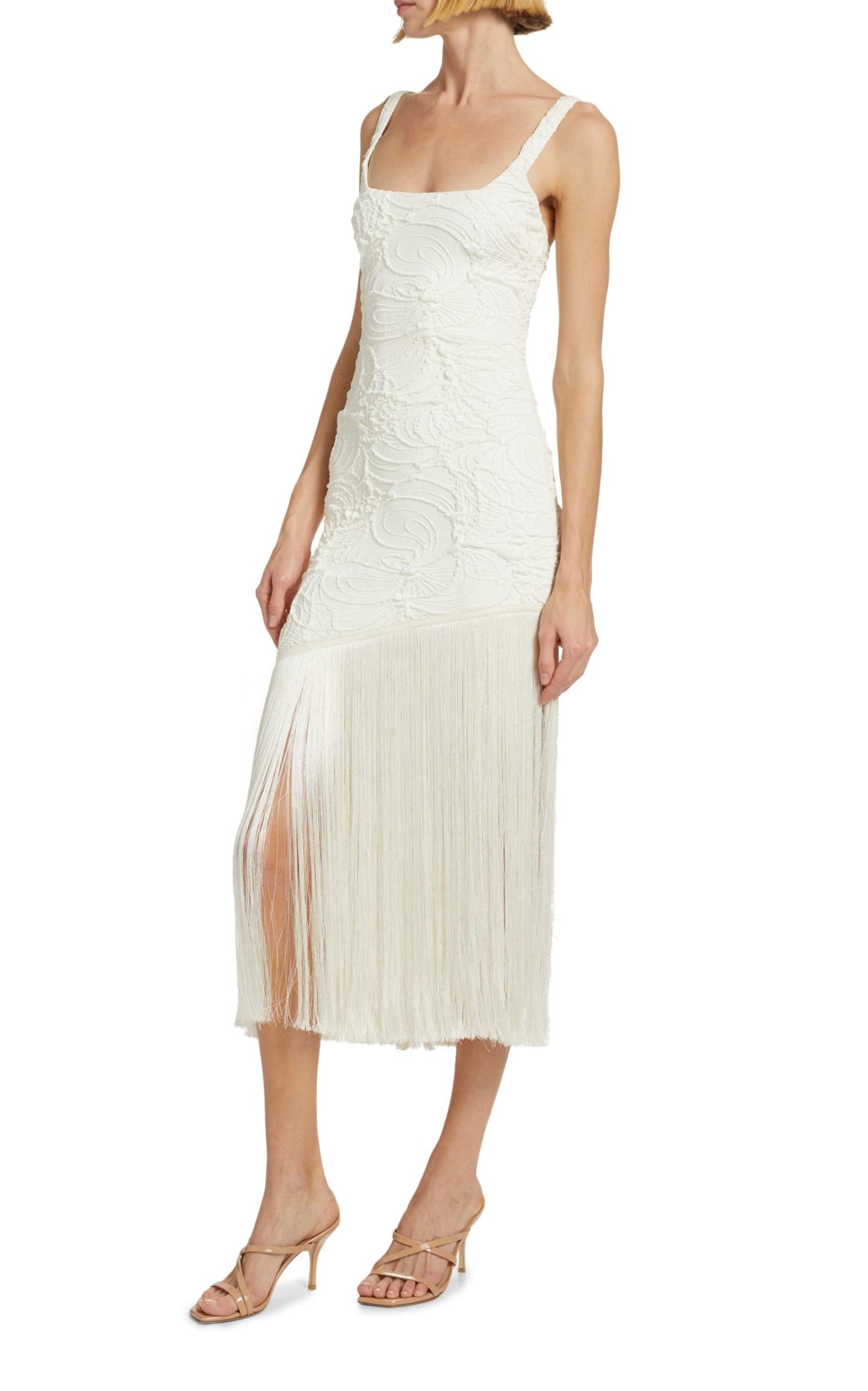 Jacquard Fringe Midi-Dress