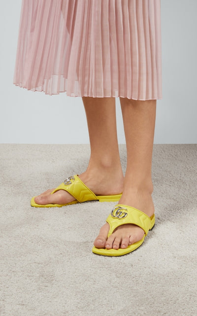 Double G Yellow Leather Sandals