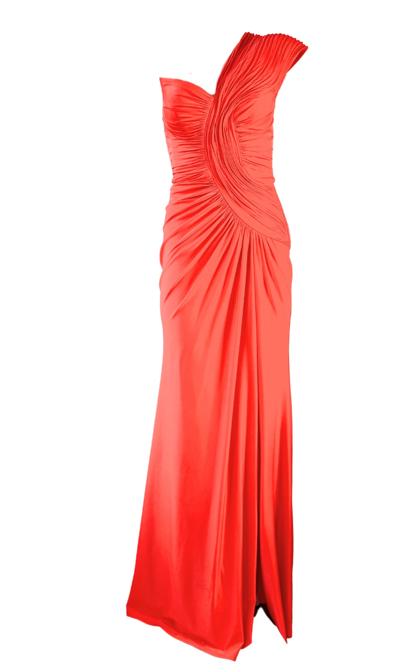 Gilded Waves One-Shoulder Orange Party Cocktail Dress