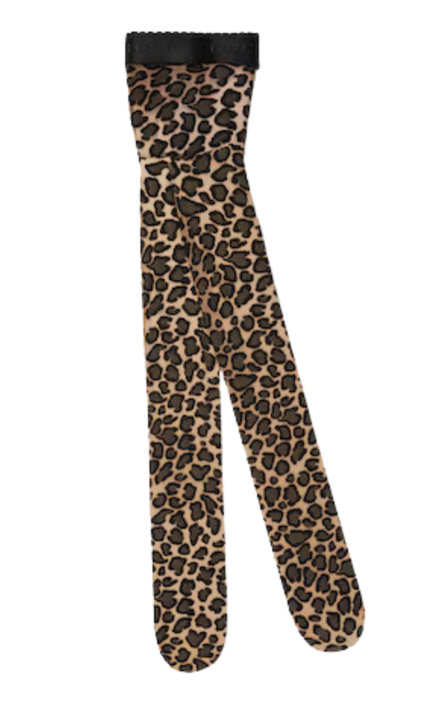 Stretch Knit Leopard Print Tights In Beige