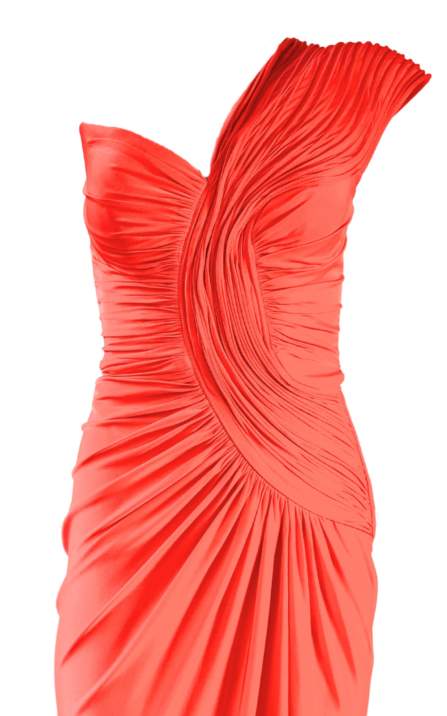 Gilded Waves One-Shoulder Orange Party Cocktail Dress