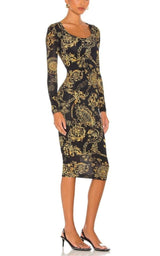  Versace Jeans CoutureBaroque print Midi Dress - Runway Catalog