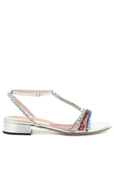  GucciBertie Embellished Metallic Leather Sandals - Runway Catalog