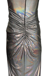 Silver Metallic Cocktail Prom Dress