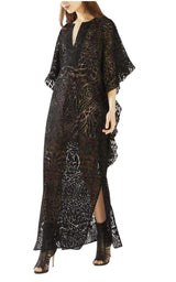  BCBGMAXAZRIADameka Ruffled Long Kaftan Dress - Runway Catalog