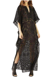  BCBGMAXAZRIADameka Ruffled Long Kaftan Dress - Runway Catalog