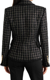  BalmainDouble-breasted Checked Tweed Jacket - Runway Catalog