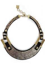  BCBGMAXAZRIAFaux-Leather Filigree-Plate Necklace - Runway Catalog