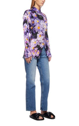  BalenciagaFloral Printed Crinkled Effect Silk Shirt - Runway Catalog