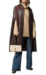  GucciGG-logo Leather And Suede Cape - Runway Catalog