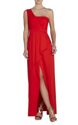  BCBGMAXAZRIAKristine One-Shoulder Peplum Gown - Runway Catalog