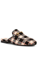  GucciPrincetown Tweed Check Woven Mules - Runway Catalog