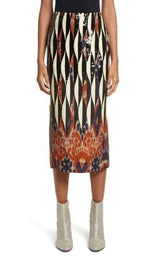  Dries Van NotenShine Embroidered Ikat Midi Skirt - Runway Catalog