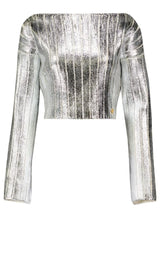  BalmainSilver Cropped Wool-blend  Sweater - Runway Catalog