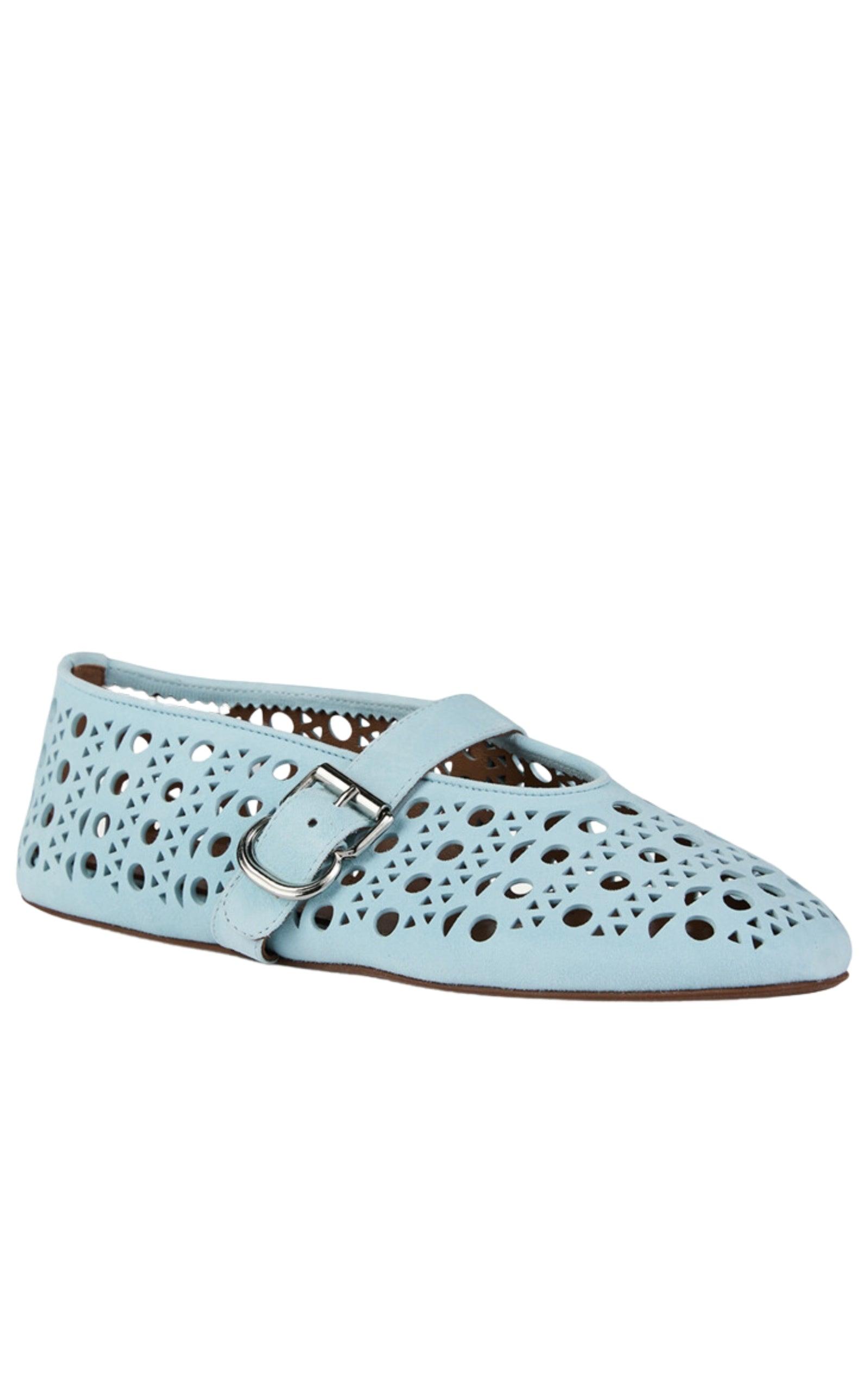 Alaïa Blue Leather Ballet Flats - Runway Catalog